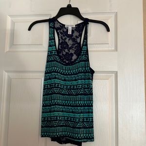 Women’s small navy and teal racerback lace back tank